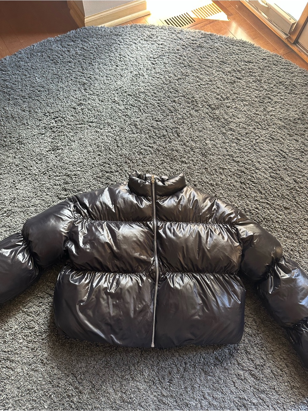 Black Puffer cropped Jacket - Women's Quilted Down Coat women’s Large